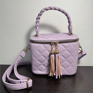Lavender Mini Quilted Bag with Gold Tassels